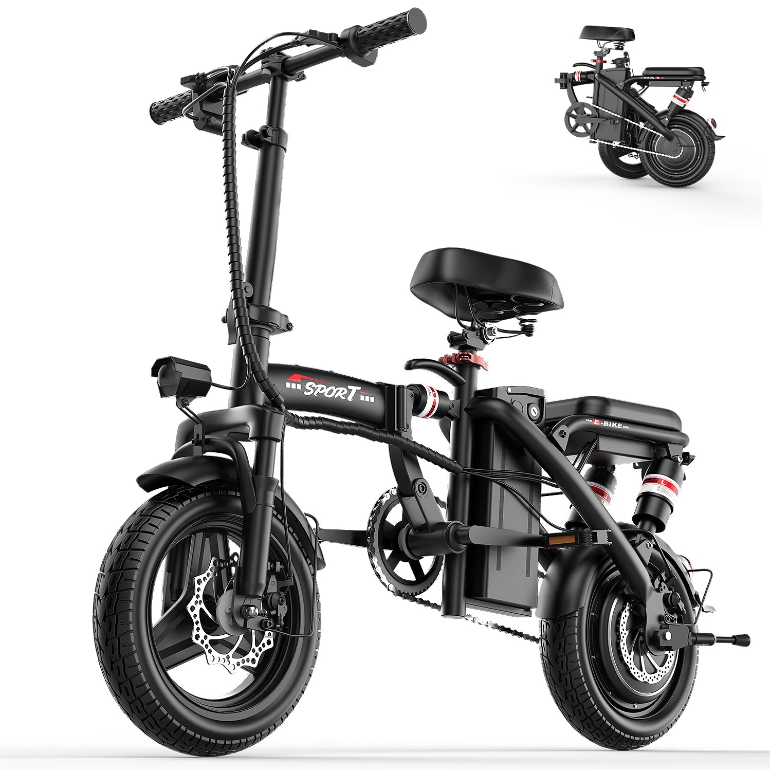 Mini Folding Electric Bike 48V 400W 30AH 14-Inch Electric City Bike Folding Electric Bicycle Cheap Adult Battery Powered Scooter