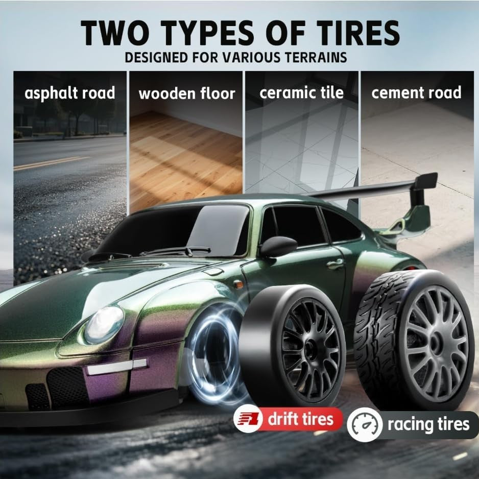 RC Drift Car, 1:24 Scale Remote Control Vehicle with LED Lights, 2.4Ghz 20KM/H 4