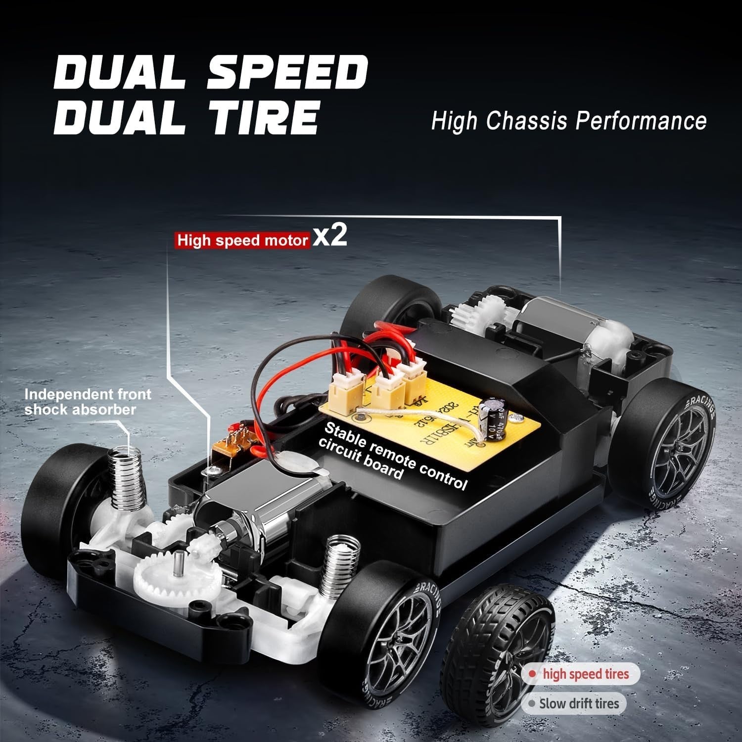 RC Drift Car, 1:24 Scale Remote Control Vehicle with LED Lights, 2.4Ghz 20KM/H 4