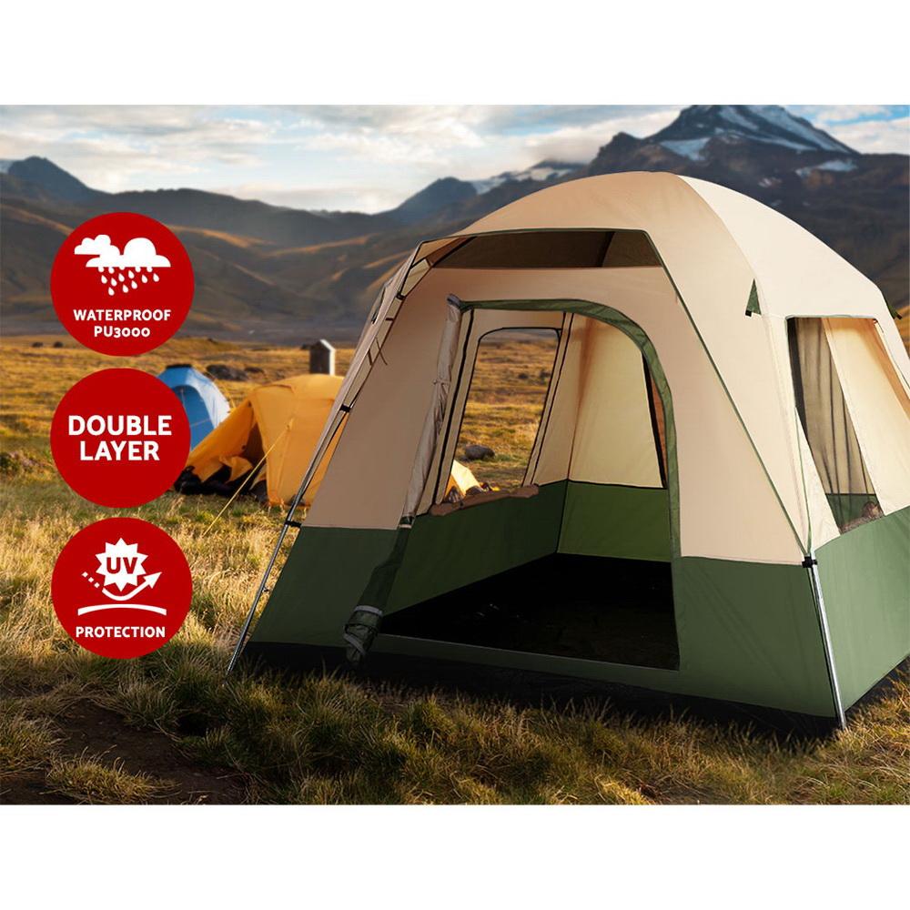 Weisshorn Family Camping Tent 4 Person Hiking Beach Tents Green-3