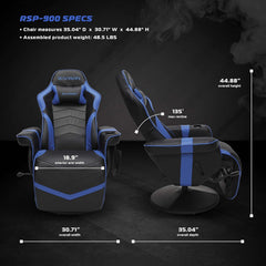 Blue 900 Gaming Recliner With Adjustable Leg Rest Cupholder-2