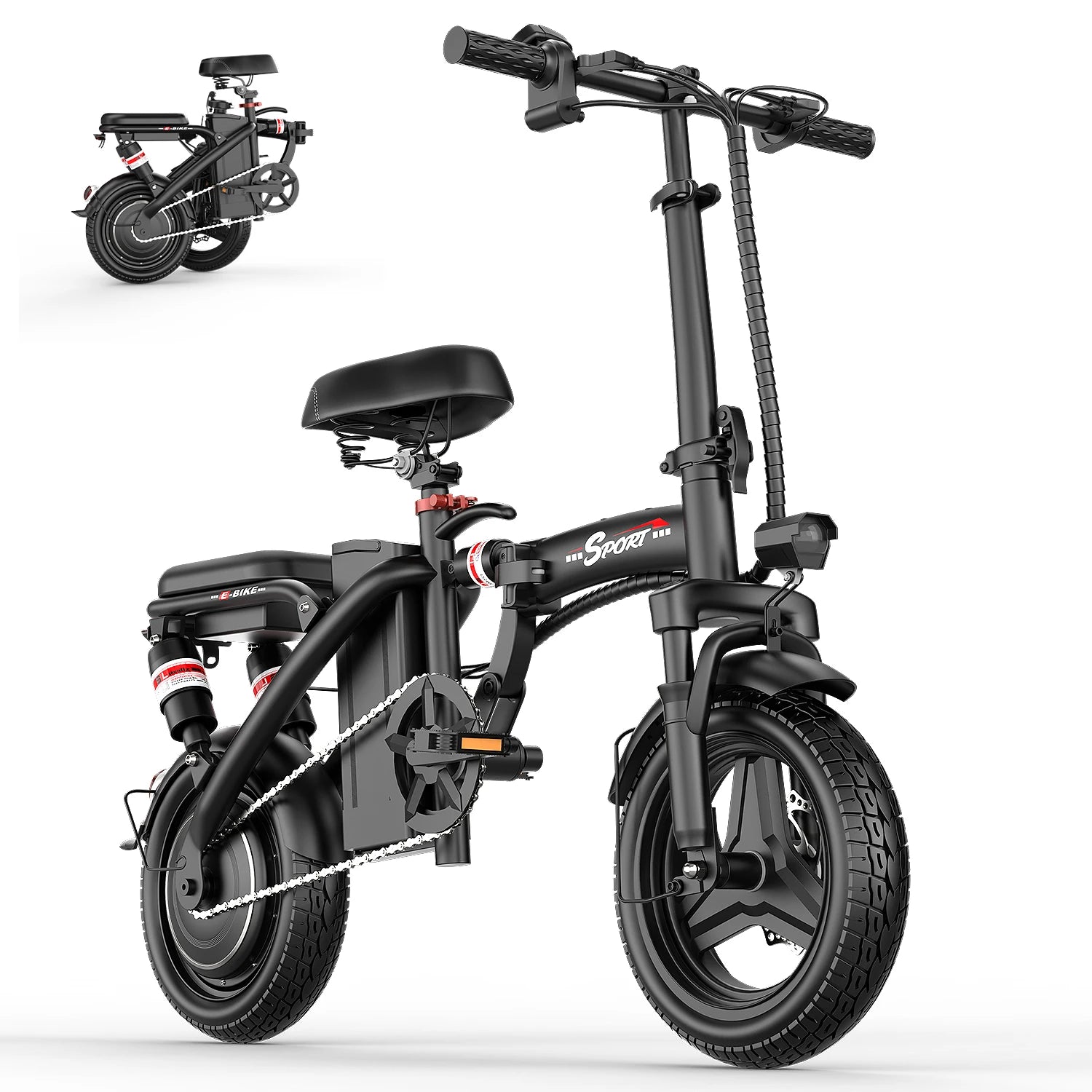 Mini Folding Electric Bike 48V 400W 30AH 14-Inch Electric City Bike Folding Electric Bicycle Cheap Adult Battery Powered Scooter
