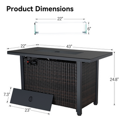 Rattan Propane Outdoor Fire Pit Table with Lid-4
