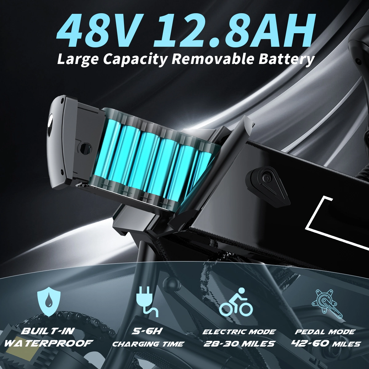 Electric Bike 750W Motor Fat Tire Ebike with Samsung 48V Battery-4
