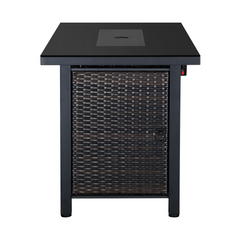 Rattan Propane Outdoor Fire Pit Table with Lid-3