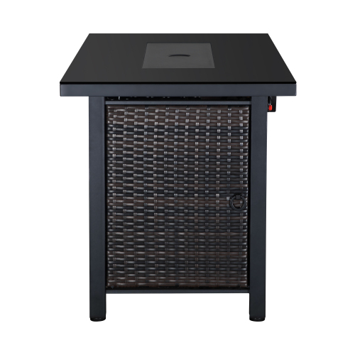 Rattan Propane Outdoor Fire Pit Table with Lid-3