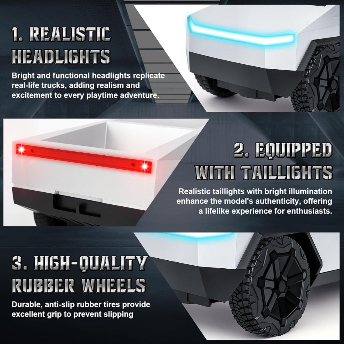 ⚡ Remote Control Cyber Truck – Rechargeable RC Electric Vehicle with LED Lights